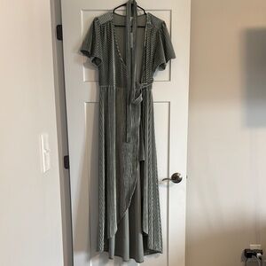 Elegant Green Striped Maxi Dress